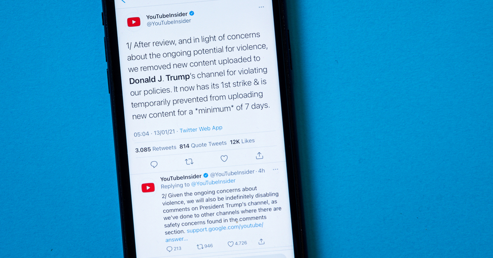 Ook YouTube schorst Trump