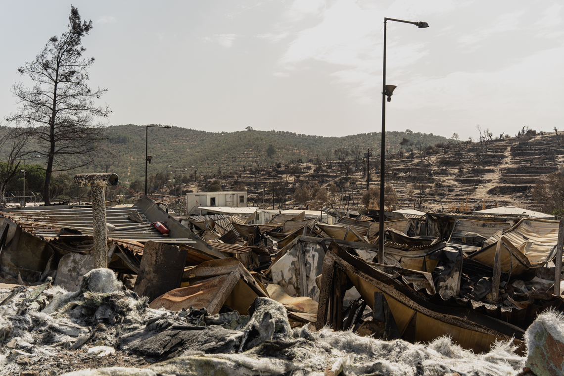 Moria in as en puin, na de branden. Foto: Shutterstock