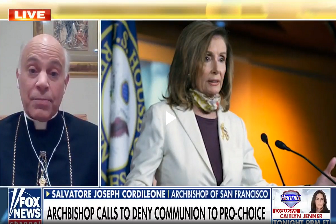 Aartsbisschop Cordileone bij Fox News. (Foto Fox News)