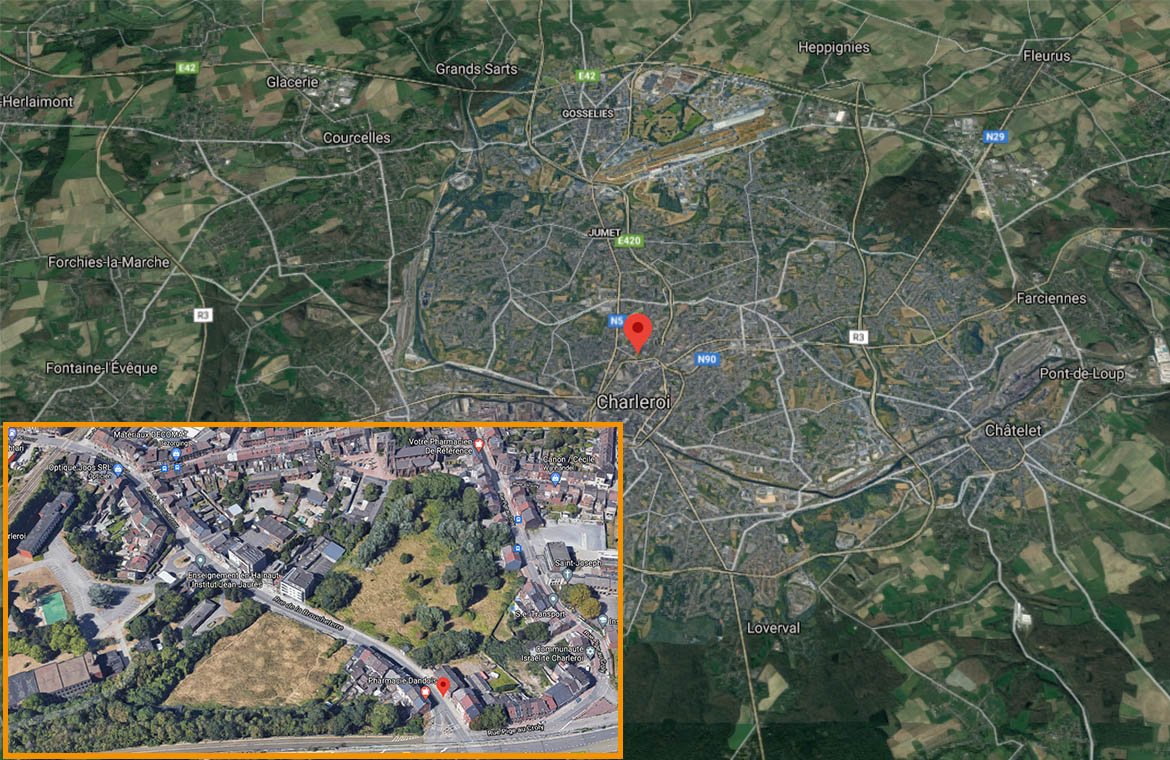 De rue de la Brouchettere in Charleroi. Foto's Google Earth.