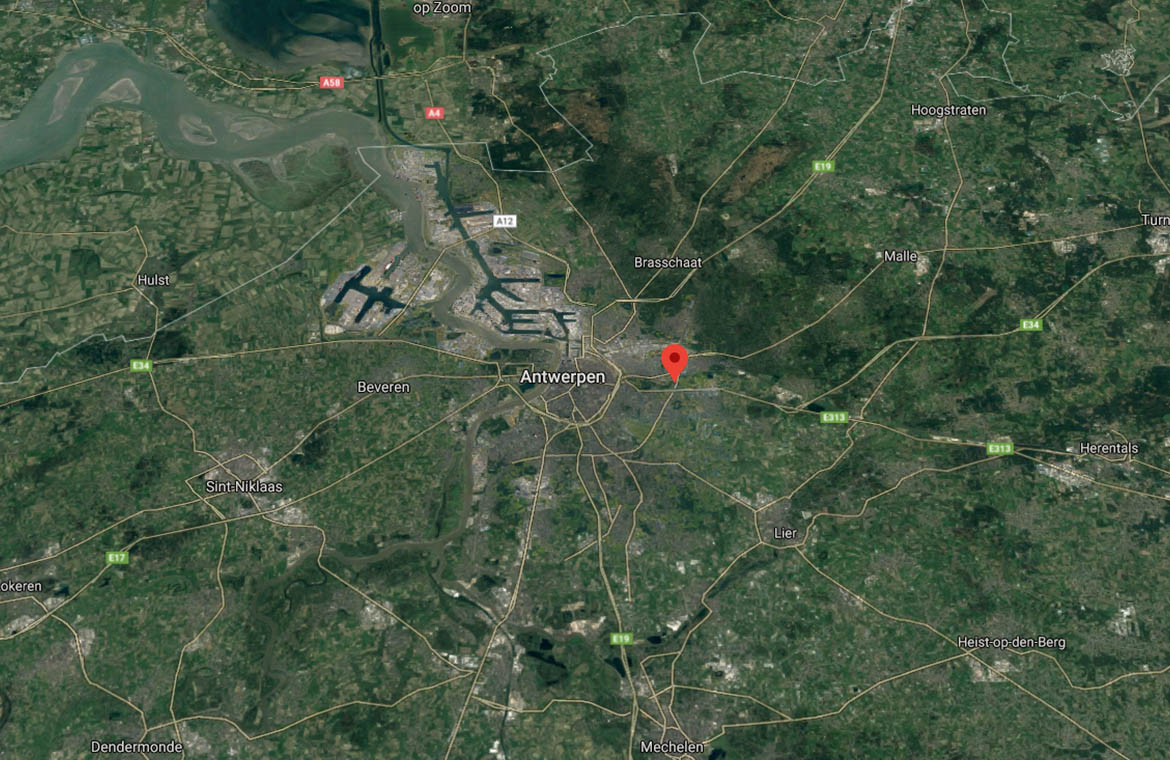 De locatie van de schietpartij. Foto Google Earth.