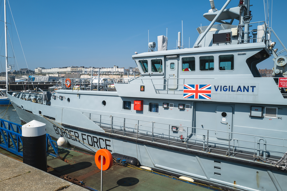 Een van de betrokken schepen van de Britse grenswacht of "Border Force". - Afbeelding: Shutterstock
