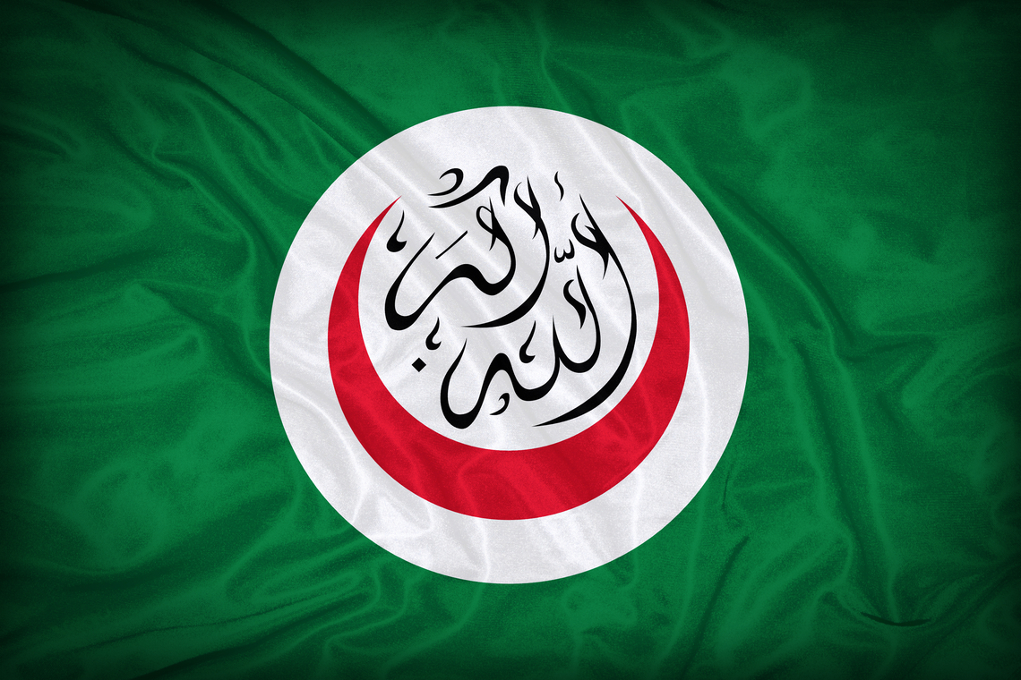 De vlag met het logo van de Organisatie voor Islamitische Coöperatie (OIC) - Afbeelding: Shutterstock