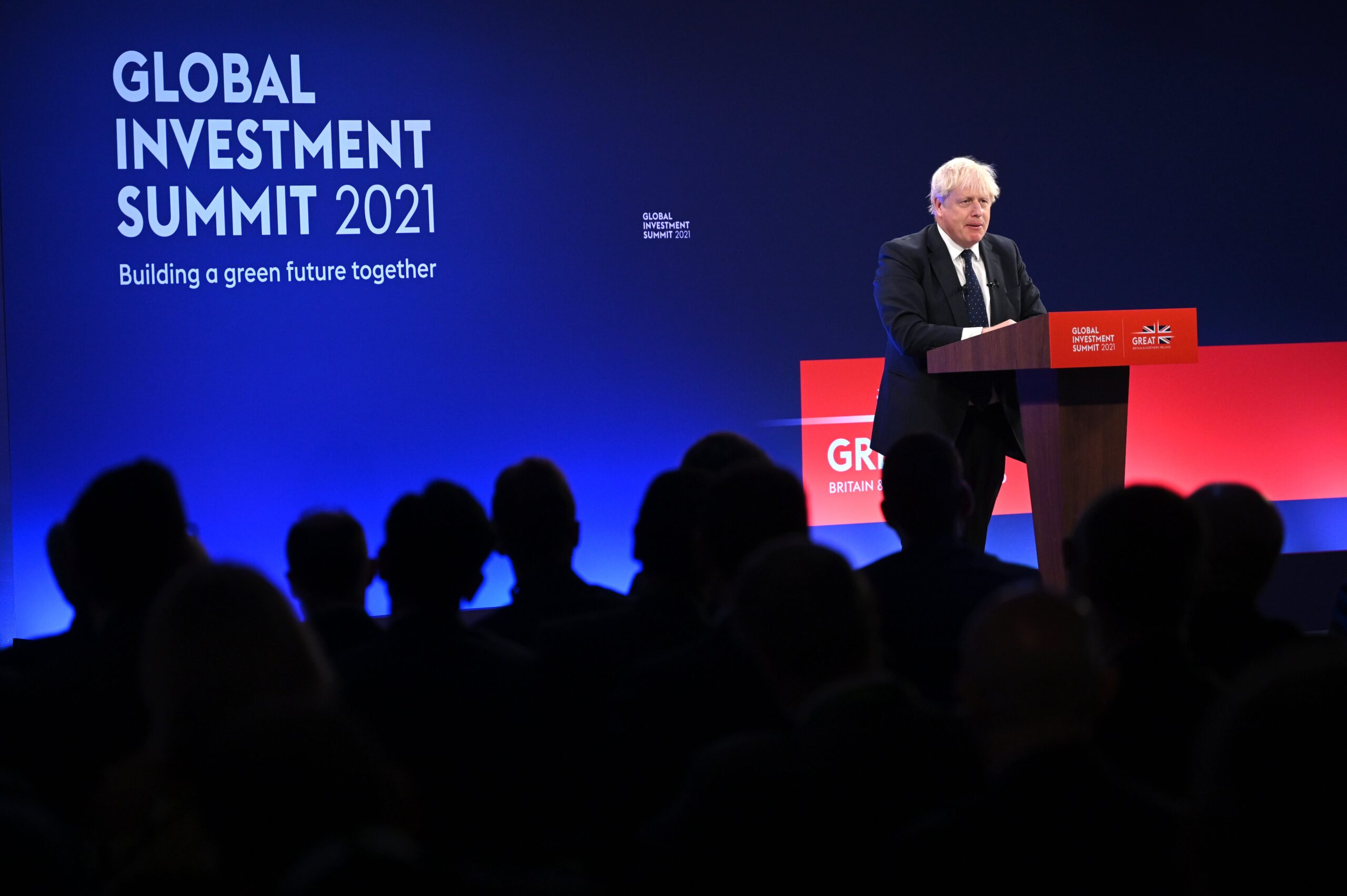 Boris Johnson op de Global Investment Summit op 19 oktober. (Photonews)