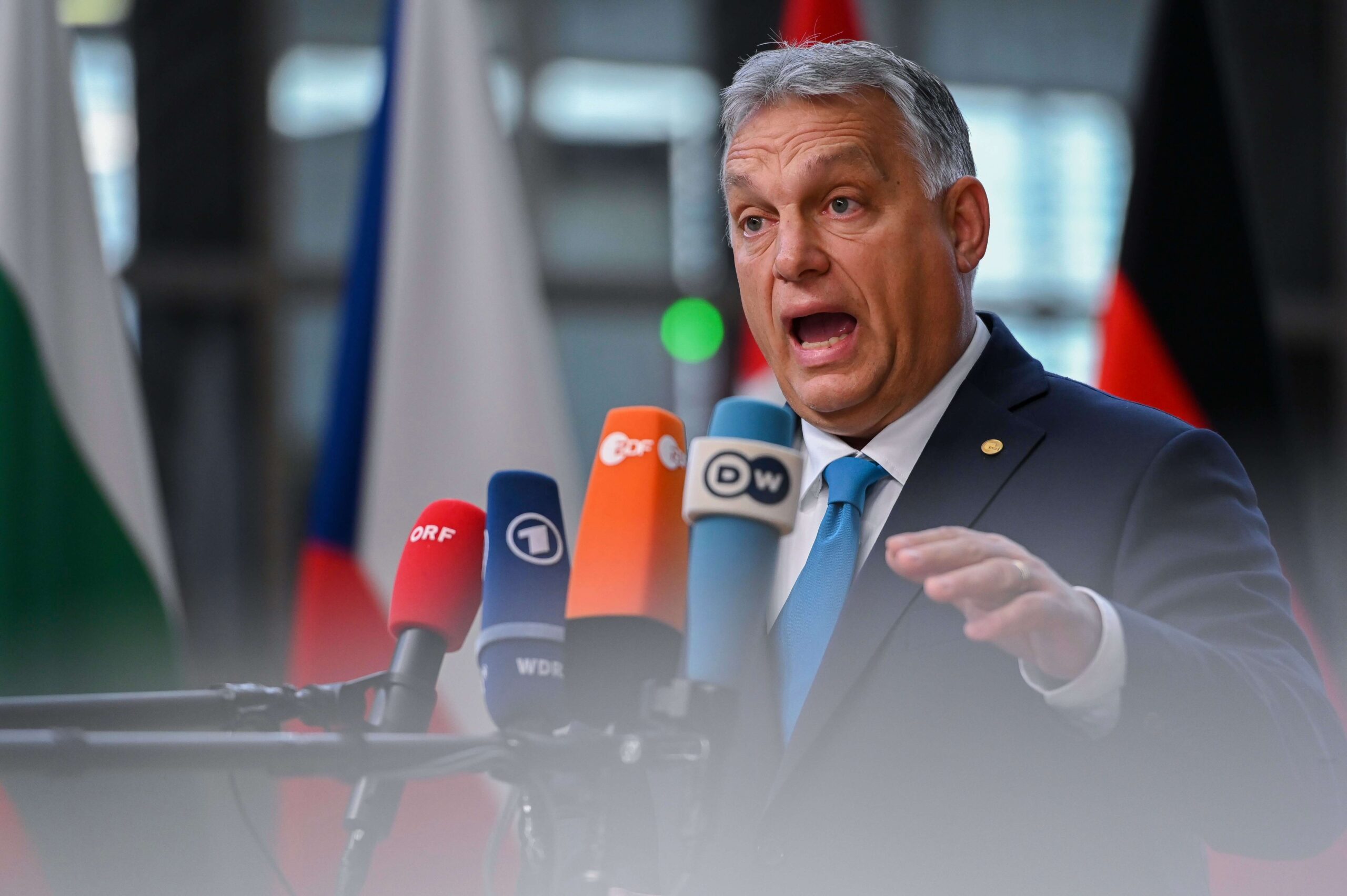 Hongaars premier Viktor Orbán op de Europese top. (Photonews)