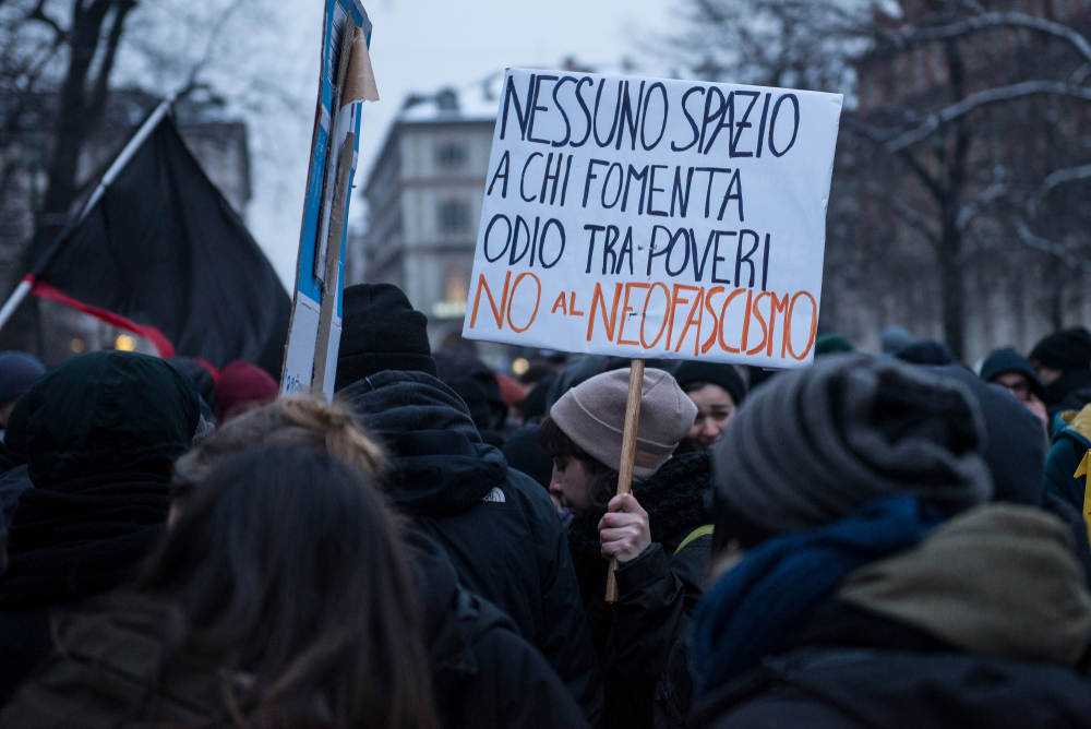Demonstranten bij een eerder protest tegen Forza Nuova in Turijn.