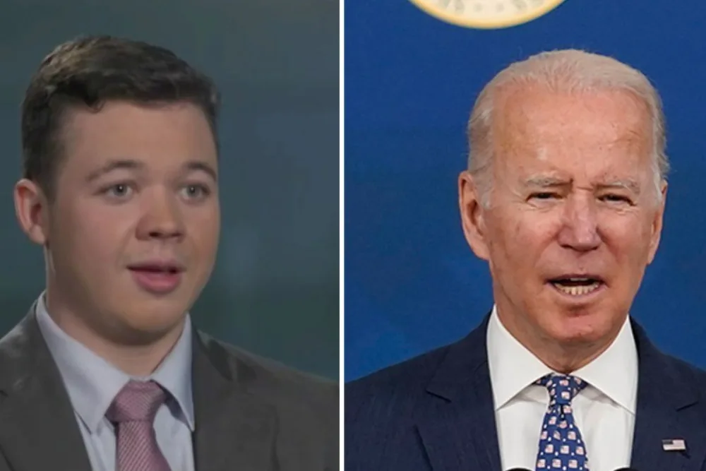 Kyle Rittenhouse hekelde onder andere de uitspraken van Joe Biden (Beeld: Twitter)