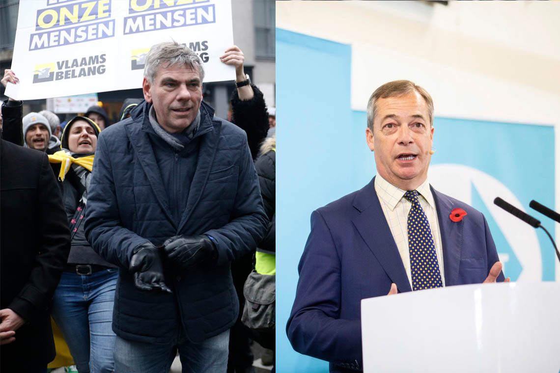 Filip Dewinter (Links) en Nigel Farage (Rechts). Foto's Shutterstock.