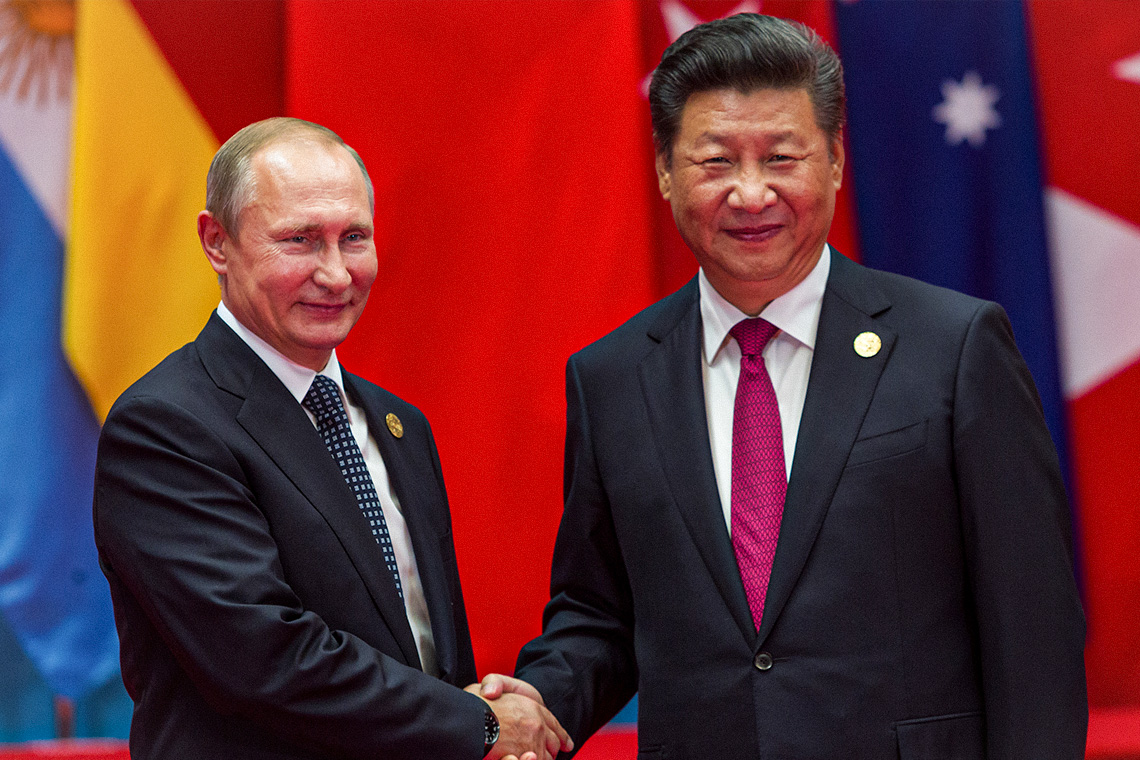 President van Rusland Vladimir Poetin met president van China Xi Jinping. Shutterstock