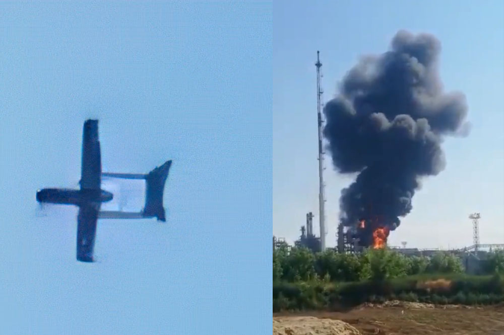 In beeld: Oekraïense kamikaze-drone blaast olieraffinaderij in Rusland op