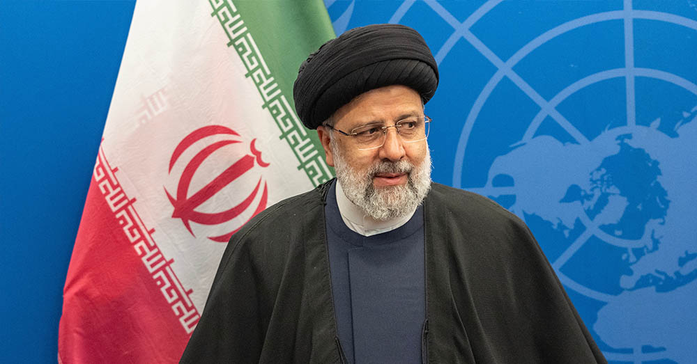 Iraans president Seyyed Ebrahim Raisi bij de VN op 18 september 2023 in New York (Shutterstock)