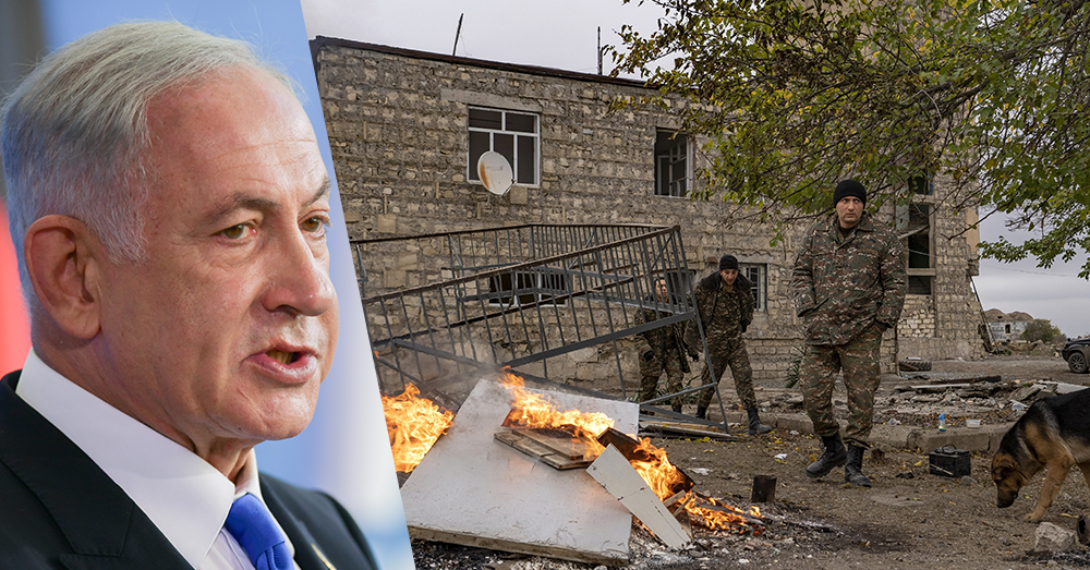 Met behulp van Israëlische wapens hebben de Azeri's de controle over Nagorno-Karabach gegrepen. Foto: Photonews en Shutterstock