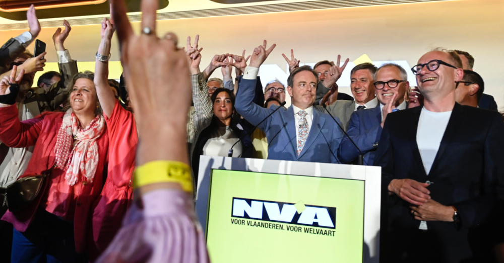 Bart De Wever op de verkiezingsbijeenkomst van N-VA. Photo News