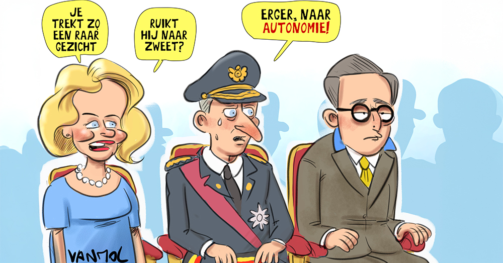 De Wever en de koning op het defilé