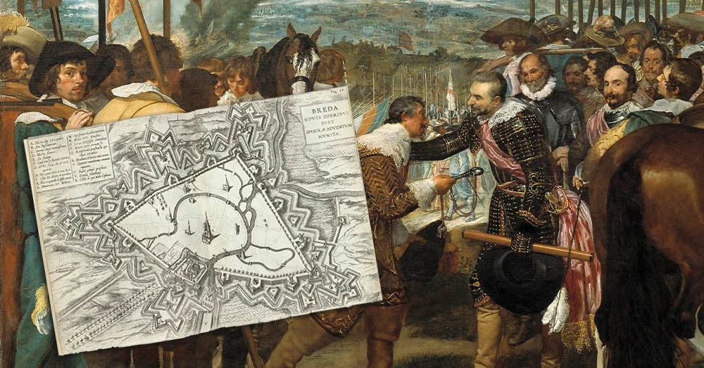 De overgave van Breda, door Justinus van Nassau en kaart van Breda (1624-1625)