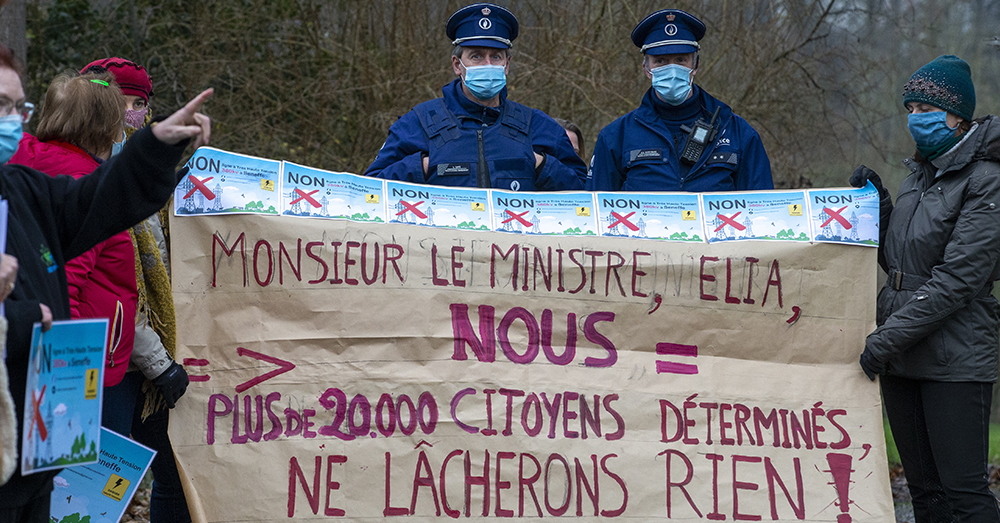 Actievoerders tegen het Boucle du Hainaut-project (Belga)