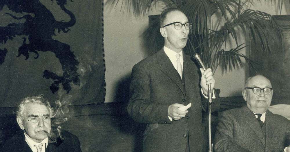 Arthur de Bruyne tijdens de Amedee Verbruggenhulde in Waasmunster (ADVN)