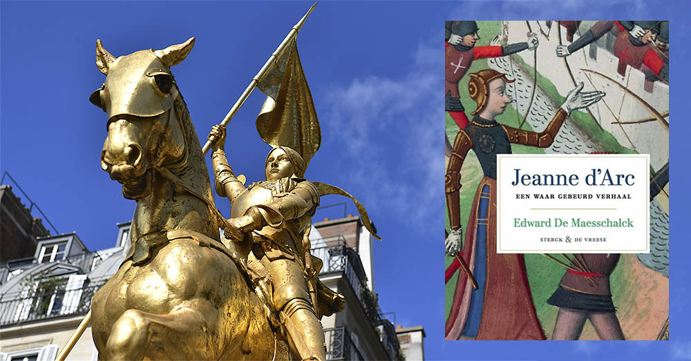 Jeanne d'Arc in Parijs (l) - Boek Edward De Maesschalck (r)