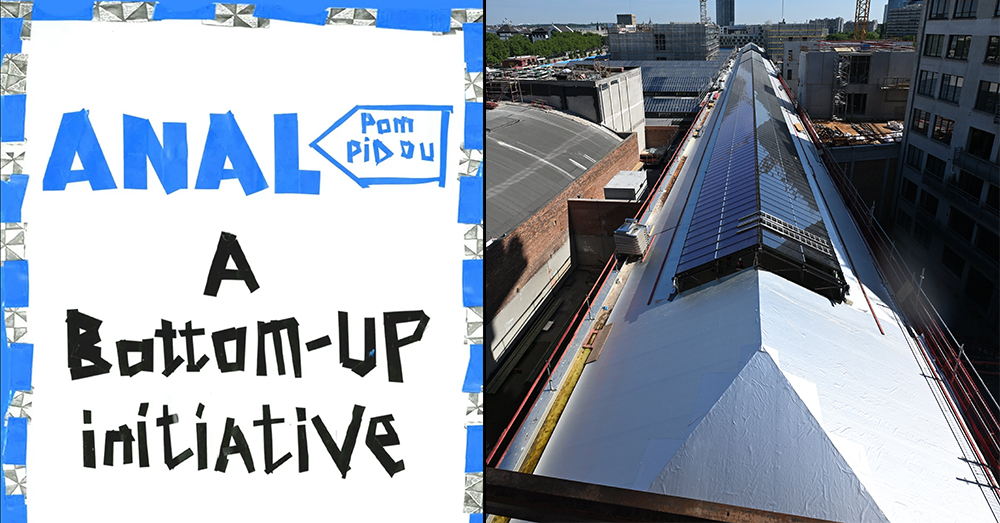 Links Anal Pompidou, rechts de bouw van Kanal Pompidou in Brussel (Photonews)