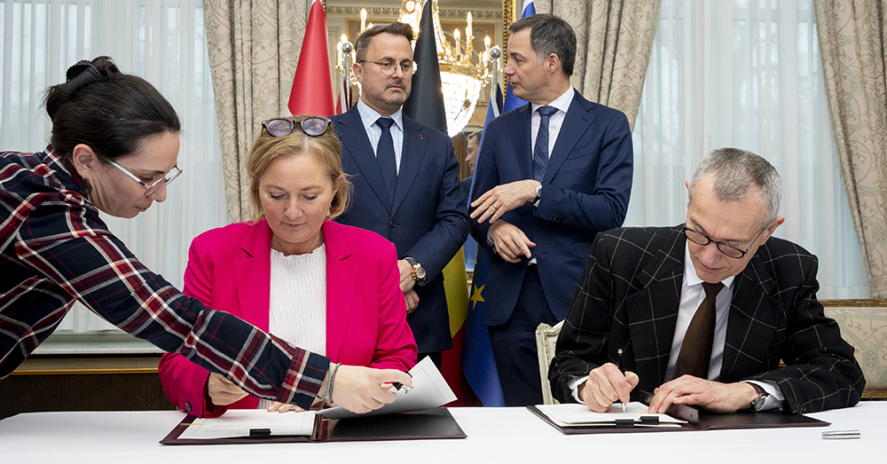 Ministers Frank Vandenbrouche (België) en Paulette Renert (Luxemburg) ondertekenden in maart 2023 een overeenkomst (Belga)