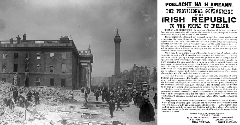 Sackville Street na de Paasopstand en de 'Easter Proclamation' van 1916