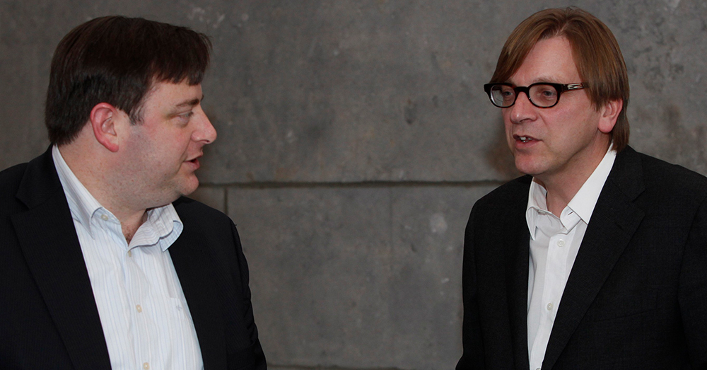 Bart De Wever en Guy Verhofstadt, vele jaren en kilo's geleden (Photonews)