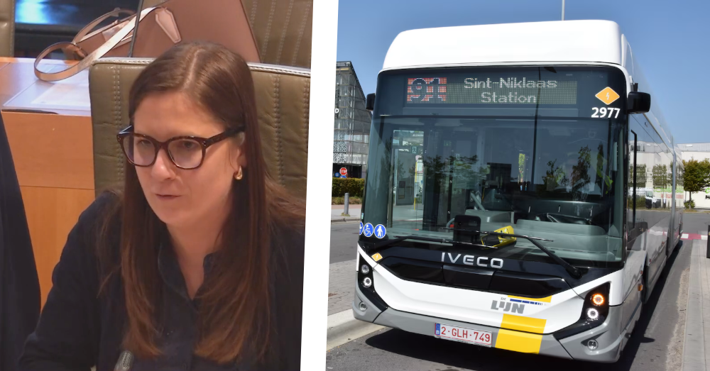 Sarah T'Joens en Iveco bus. Foto: De Lijn