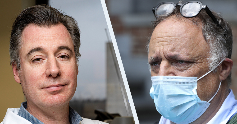 Virologen Piet Maes en Marc Van Ranst met elkaar in de clinch (Belga)