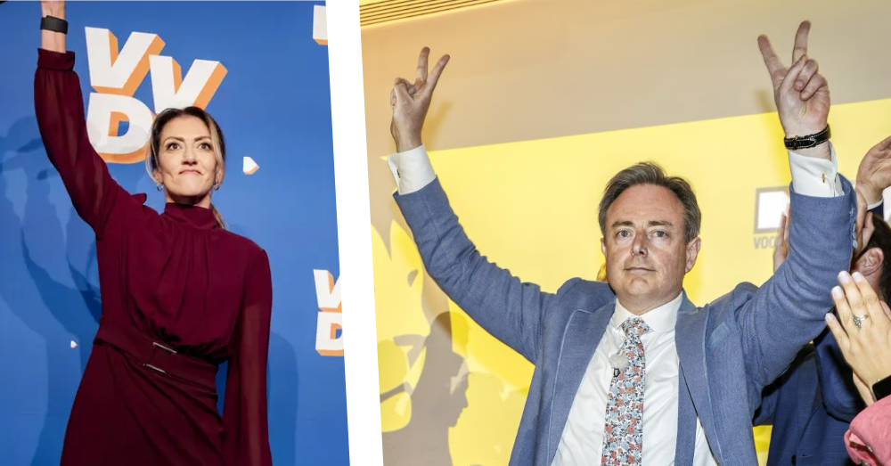 VVD-leidster Dilan Yeşilgöz en Bart De Wever. Foto: Belga