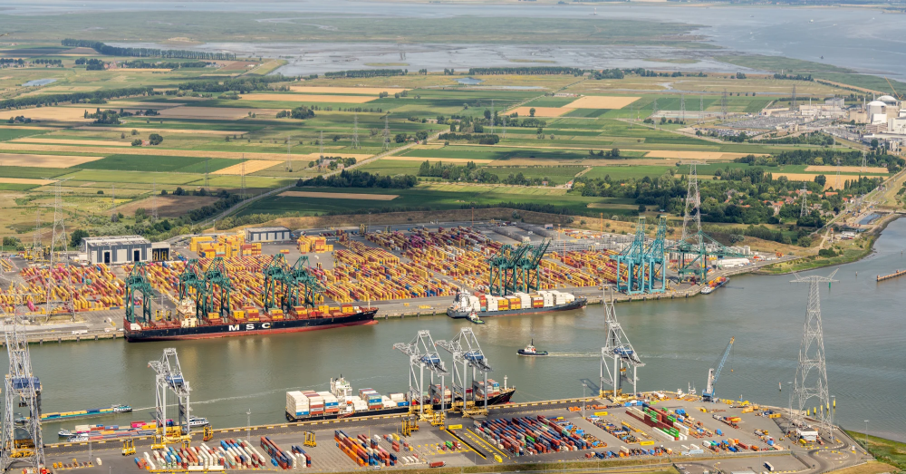 Luchtbeeld van de Antwerpse haven. Foto: Port of Antwerp-Bruges