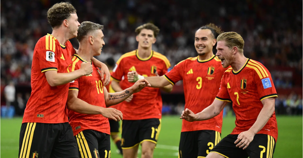 De Duivels vieren hun overwinning op Nieuw-Zeeland. Foto: Photonews