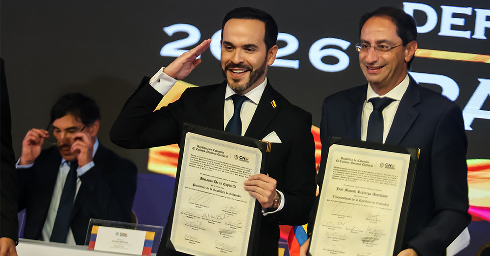 Verkozen president Abelardo de la Espriella en verkozen vice-president Jose Manuel Restrepo (Shutterstock)