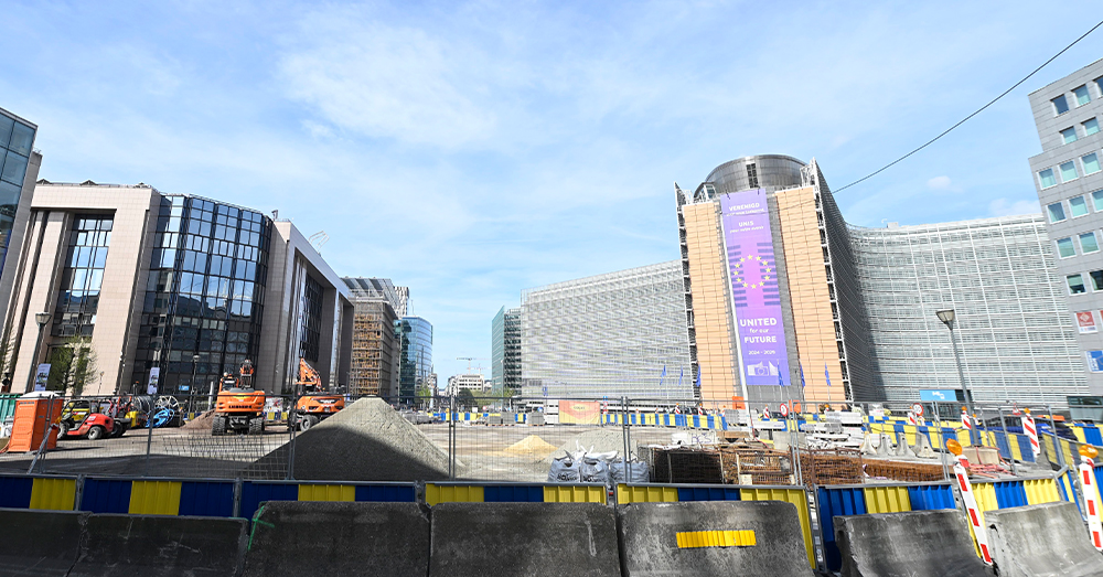 Werken aan het Schumanplein (Photonews)