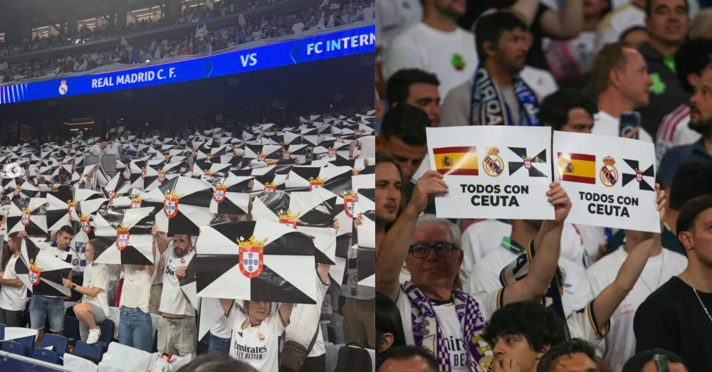 De supporters van Real Madrid toonden massaal hun steun voor Ceuta. (Reddit)