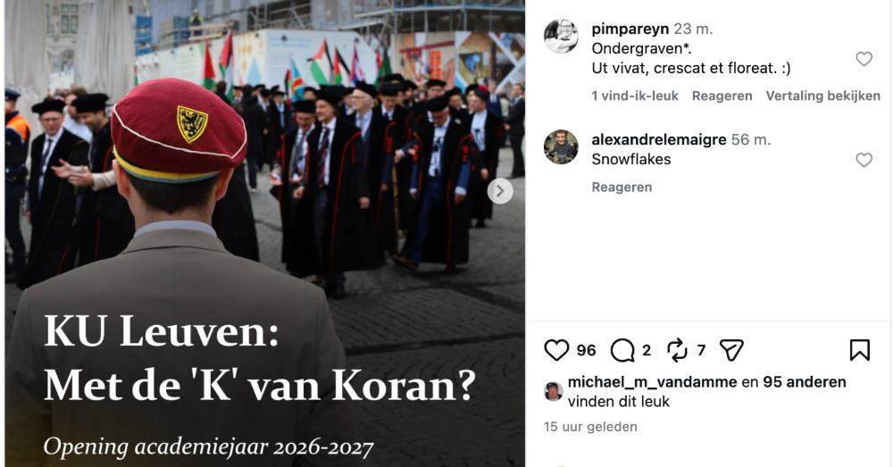 KU Leuven met de 'K' van koran (Instagram)