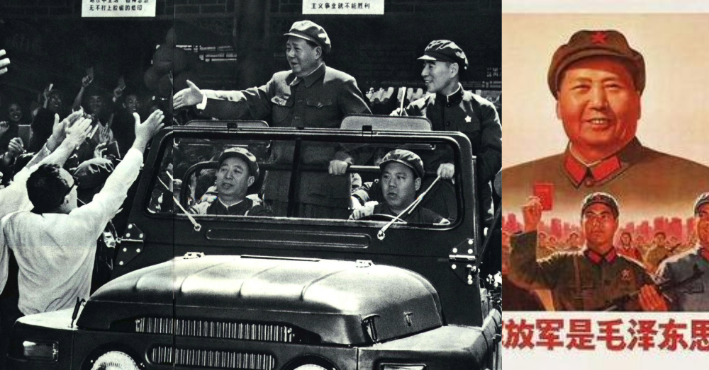 Mao (links) en Lin (rechts) tijdens een parade op de Dag van de Arbeid in 1967