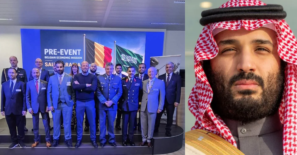 Theo Francken op het pre-event en Mohammed Bin Salman (X en Photonews)